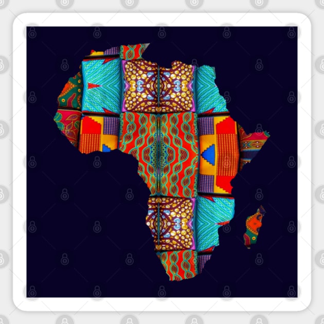 African Wax Cloth Map of Africa Sticker by Tony Cisse Art Originals